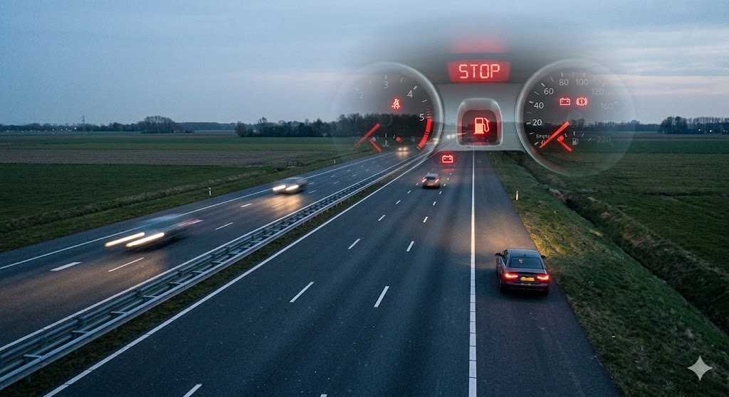 En dan sta je op de vluchtstrook